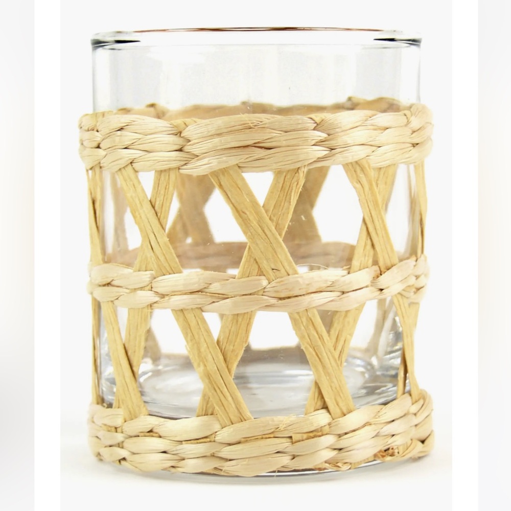 8 OAK LANE Rattan Old Fashioned Glass set of 4